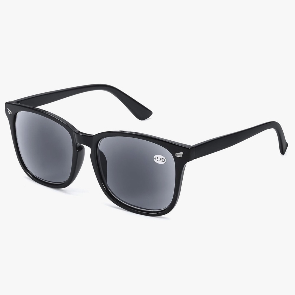 Stylish Black Reading Sunglasses for Women Men, +3.25x Diopter